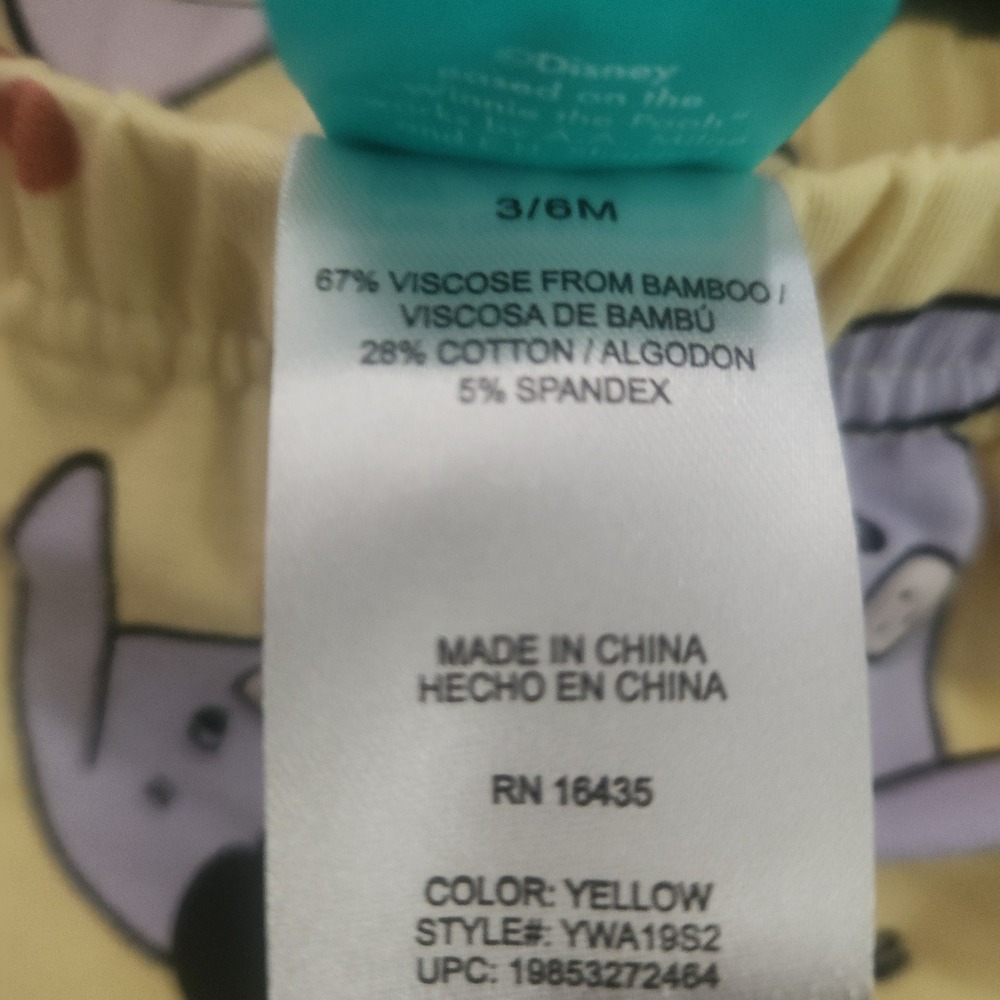 Disney Baby Winnie the Pooh Bamboo Viscose 2pc Set Yellow Tigger Eeyore 3/6 M - Picture 7 of 11